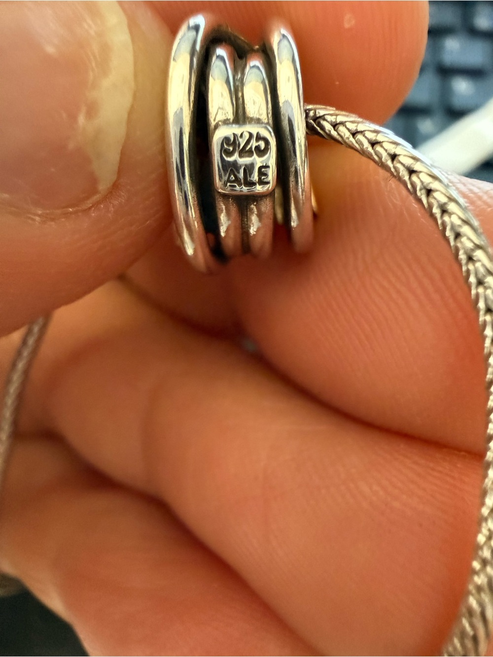 Pandora retired 925 ALE stamps silver with 14k accents Snake Chain - Picture 2 of 7